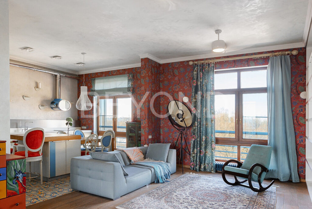 Пространство гостиной и кухни 50 кв м