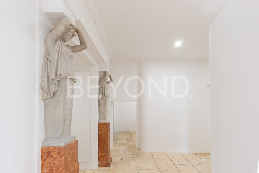 Холл квартиры с мраморными скульптурами кариатид